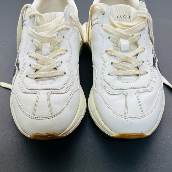 Gucci Rhyton Great White Tiger Leather Animal Print Logo Men's Sneakers Size 8 - Picture 4 of 10